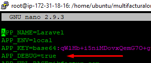 Cambio de APP_DEBUG