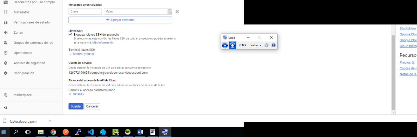 Guardar cambios GCP